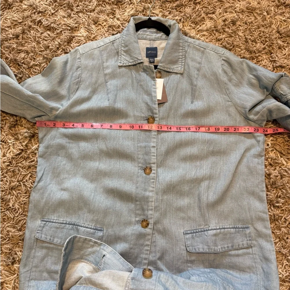 NWT J. Jill Blue Denim Button Front Duster Jacket Somerset Wash size Large Tall - Picture 11 of 15